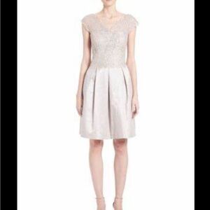 Kay Unger Cream Cap Sleeve Mini Dress